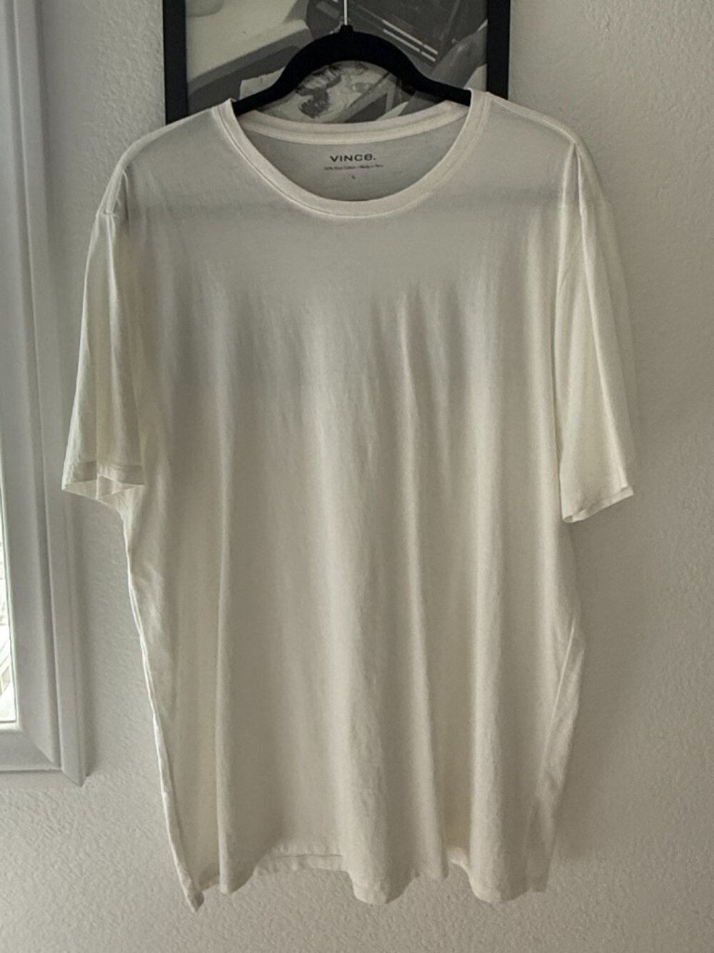 Vince Men's White T-Shirt Large 100% Pima Cotton Crewneck